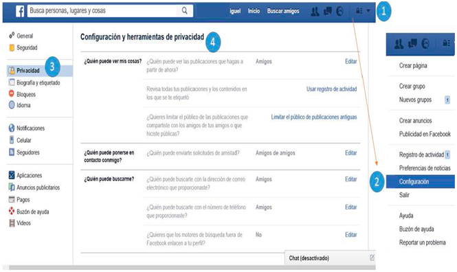 Configuración de privacidad en Facebook